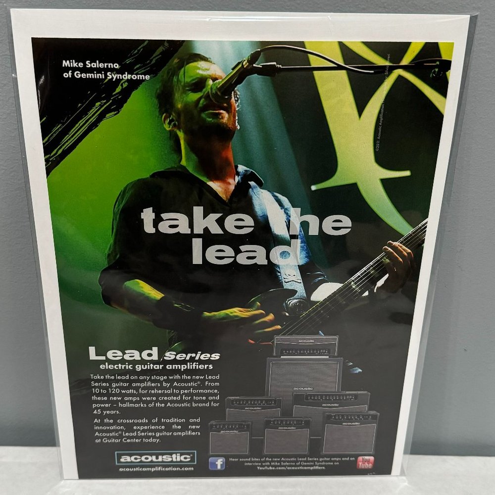 MIKE SALERNO of GEMINI SYNDROME - ACOUSTIC AMPS - 2011 Print Advertisement